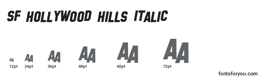 Tamaños de fuente SF Hollywood Hills Italic