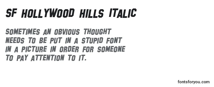 SF Hollywood Hills Italic -fontin tarkastelu