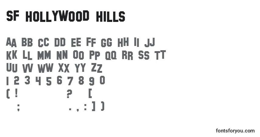 A fonte SF Hollywood Hills – alfabeto, números, caracteres especiais