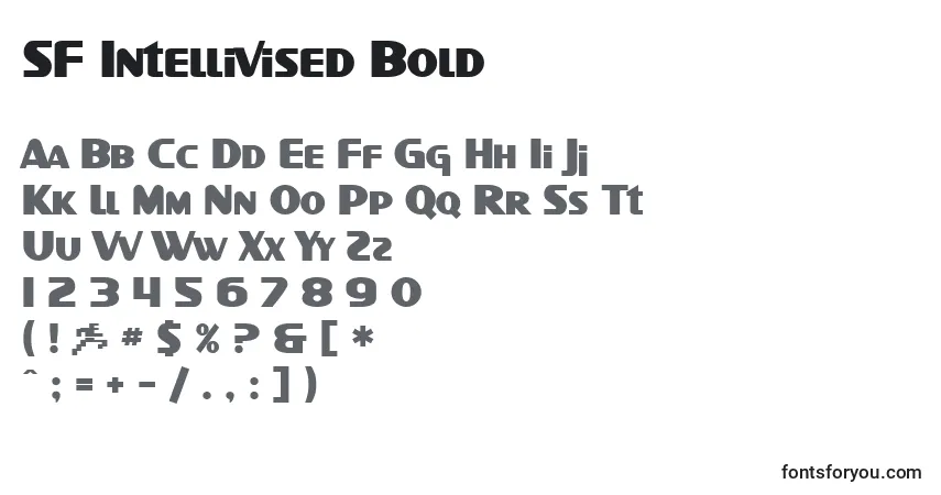 Шрифт SF Intellivised Bold – алфавит, цифры, специальные символы