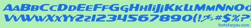 SF Intellivised Extended Italic Font – Blue Fonts on Green Background