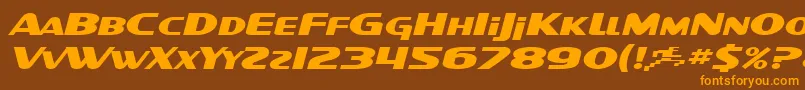 SF Intellivised Extended Italic Font – Orange Fonts on Brown Background