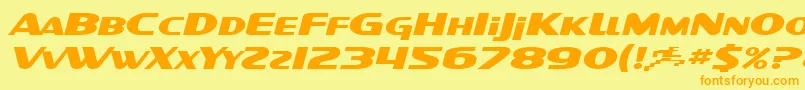 SF Intellivised Extended Italic Font – Orange Fonts on Yellow Background