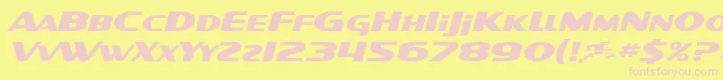 SF Intellivised Extended Italic Font – Pink Fonts on Yellow Background