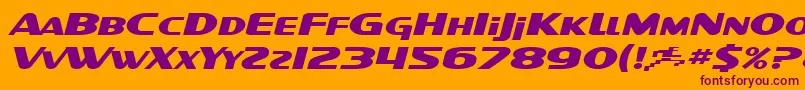 SF Intellivised Extended Italic Font – Purple Fonts on Orange Background