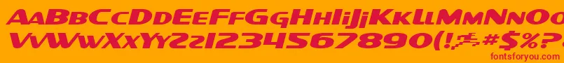 SF Intellivised Extended Italic Font – Red Fonts on Orange Background
