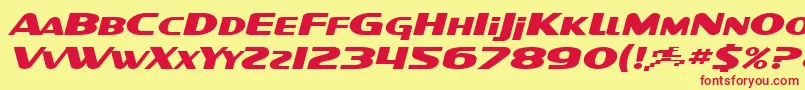 SF Intellivised Extended Italic Font – Red Fonts on Yellow Background