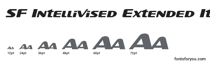 SF Intellivised Extended Italic Font Sizes