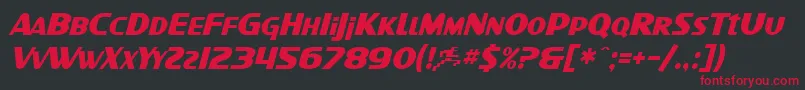 フォントSF Intellivised Italic – 黒い背景に赤い文字
