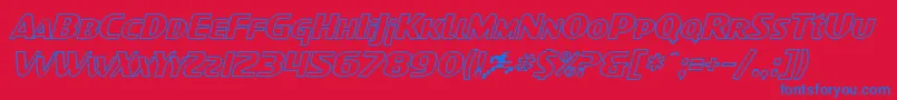 SF Intellivised Outline Italic Font – Blue Fonts on Red Background