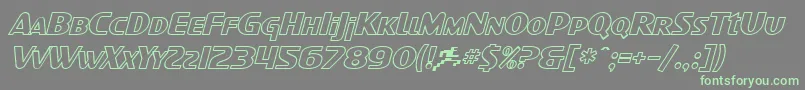 フォントSF Intellivised Outline Italic – 灰色の背景に緑のフォント
