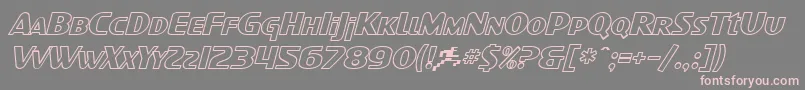 フォントSF Intellivised Outline Italic – 灰色の背景にピンクのフォント