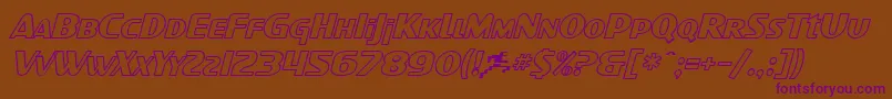 SF Intellivised Outline Italic-Schriftart – Violette Schriften auf braunem Hintergrund