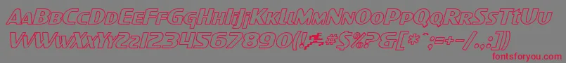 SF Intellivised Outline Italic-fontti – punaiset fontit harmaalla taustalla