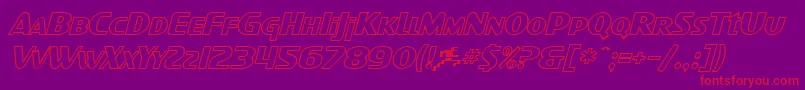 SF Intellivised Outline Italic Font – Red Fonts on Purple Background