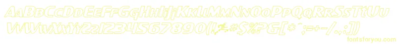 Fonte SF Intellivised Outline Italic – fontes amarelas em um fundo branco