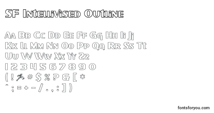 A fonte SF Intellivised Outline – alfabeto, números, caracteres especiais