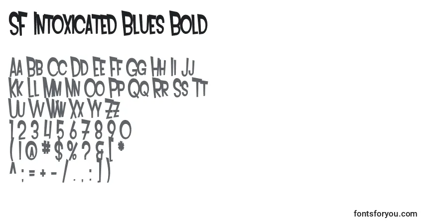 Шрифт SF Intoxicated Blues Bold – алфавит, цифры, специальные символы