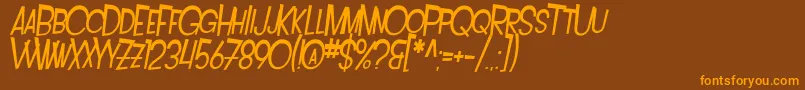 Fonte SF Intoxicated Blues Extended Oblique – fontes laranjas em um fundo marrom