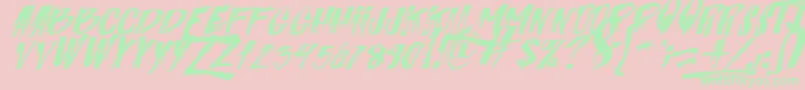 ItalianoSlant-Schriftart – Grüne Schriften auf rosa Hintergrund