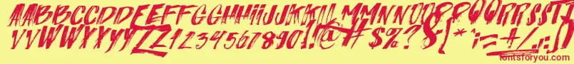 ItalianoSlant Font – Red Fonts on Yellow Background