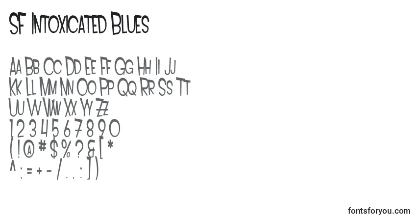 Шрифт SF Intoxicated Blues – алфавит, цифры, специальные символы