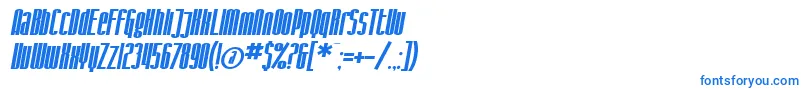 Czcionka SF Iron Gothic Bold Oblique – niebieskie czcionki