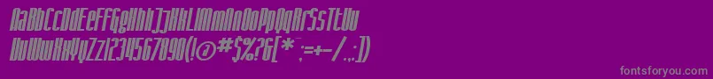 Czcionka SF Iron Gothic Bold Oblique – szare czcionki na fioletowym tle
