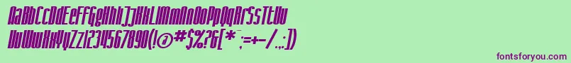 Police SF Iron Gothic Bold Oblique – polices violettes sur fond vert