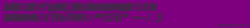 SF Iron Gothic Extended Oblique-Schriftart – Schwarze Schriften auf violettem Hintergrund