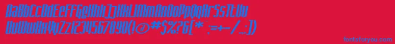 SF Iron Gothic Extended Oblique Font – Blue Fonts on Red Background