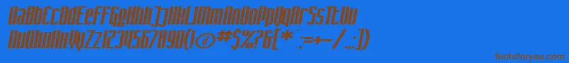 Więcej informacji o czcionce SF Iron Gothic Extended Oblique Czcionka SF Iron Gothic Extended Oblique – brązowe czcionki na niebieskim tle