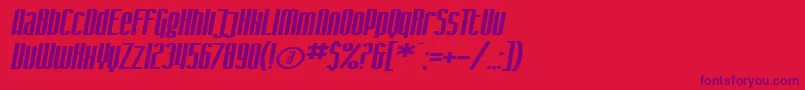 SF Iron Gothic Extended Oblique-Schriftart – Violette Schriften auf rotem Hintergrund