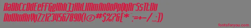 SF Iron Gothic Extended Oblique Font – Red Fonts on Gray Background