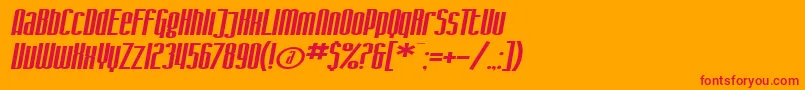 SF Iron Gothic Extended Oblique Font – Red Fonts on Orange Background