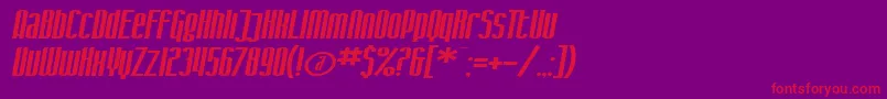 SF Iron Gothic Extended Oblique Font – Red Fonts on Purple Background