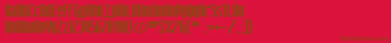 SF Iron Gothic Extended-Schriftart – Braune Schriften auf rotem Hintergrund