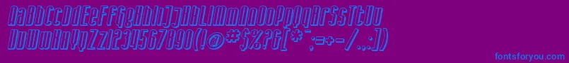 SF Iron Gothic Shaded Oblique Font – Blue Fonts on Purple Background