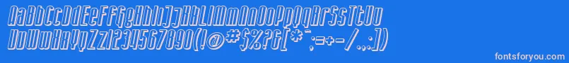 SF Iron Gothic Shaded Oblique Font – Pink Fonts on Blue Background