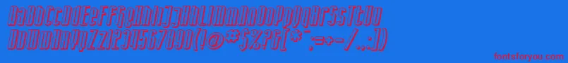 SF Iron Gothic Shaded Oblique Font – Red Fonts on Blue Background