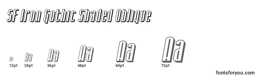 SF Iron Gothic Shaded Oblique Font Sizes