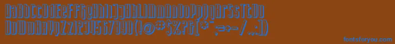 SF Iron Gothic Shaded-Schriftart – Blaue Schriften auf braunem Hintergrund