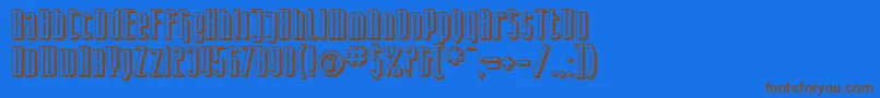 SF Iron Gothic Shaded-Schriftart – Braune Schriften auf blauem Hintergrund