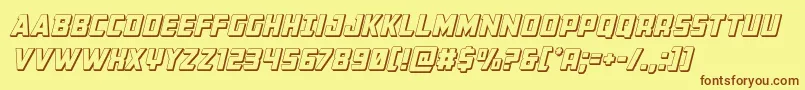 Buchanan3Dital-Schriftart – Braune Schriften auf gelbem Hintergrund