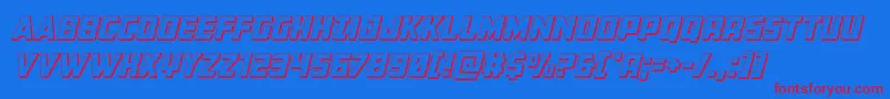 Buchanan3Dital-Schriftart – Rote Schriften auf blauem Hintergrund