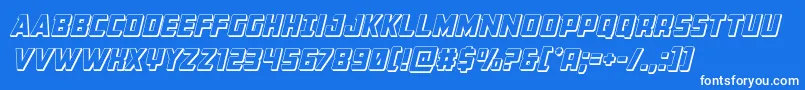 Buchanan3Dital-Schriftart – Weiße Schriften auf blauem Hintergrund