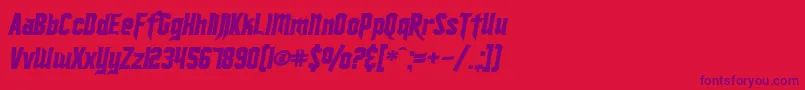 フォントSF Ironsides Bold Italic – 赤い背景に紫のフォント