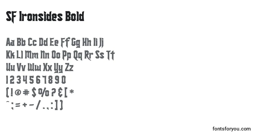 Шрифт SF Ironsides Bold – алфавит, цифры, специальные символы