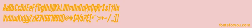 SF Ironsides Condensed Italic-Schriftart – Orangefarbene Schriften auf rosa Hintergrund