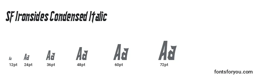 Размеры шрифта SF Ironsides Condensed Italic